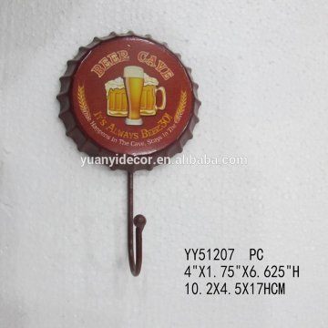 Cheap beer cap shape metal single wall hook coat hooks for wall
