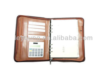 Zipped 2016 b5 leather organizer folder with calculator