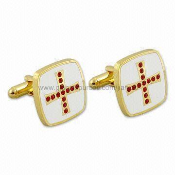 Elegant Cufflinks with Shiny Rhinestones, OEM Orders Welcomed