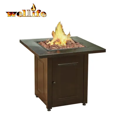 SC 36\" French Barrel Oak Cosmopolitan Natural Gas Square Firetable: The Perfect Outdoor Entertaining Solution