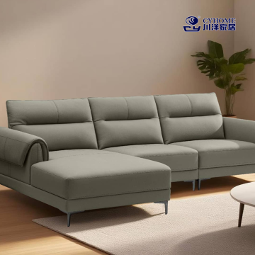 Soft Gray Leather Sofa for Living Room