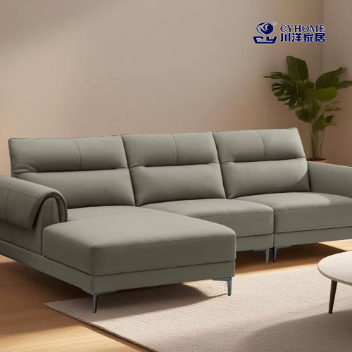 Weiches graues Ledersofa für das Wohnzimmer