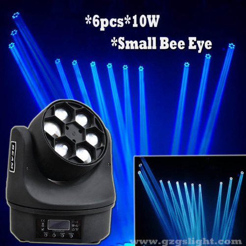 Small Bee eye 6*10W LED Effect Moving Head Beam Light for disco