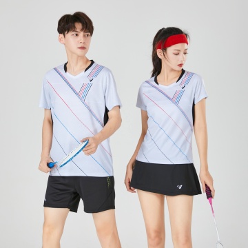 All Ages Unisex Short Sleeve Badminton Sportswear O-Neck T-Shirt