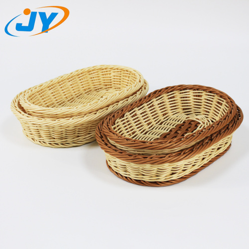 Plastic Rattan Storage Basket Handweaved Washable PP Rattan Snack Basket Supplier