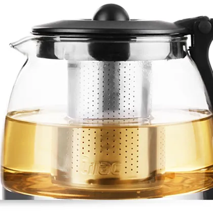 Lilac glass tea pot set with cups
