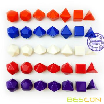 Bescon Blank Polyhedral Rollenspielwürfel 35-tlg. Verschiedene Farben, Volltonfarben im kompletten Satz von 7, ein Satz für jede Farbe, DIY-Würfel