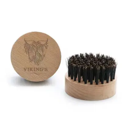 Eco-Friendly Boar Bristle Shaving Brush for Men - Vinnie Portable Round Beard and Mustache Brush