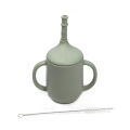 Taza de entrenamiento con pajita de silicona Taza para beber para niños pequeños de 360°