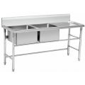 commercial used double bowl sink bench worktable