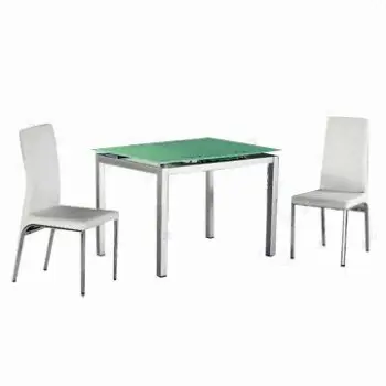 Dining Set in Tempered Glass and Sand Blast in Middle, Size of 1350 to 1100 x 800 x 750 x 10mm