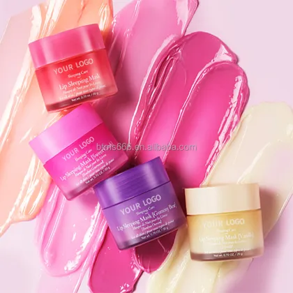 Vegan Collagen Lip Mask: Strawberry Moisturizing Gel Pink Lip Sleeping Mask