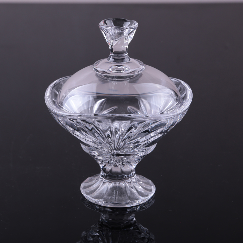 Clear Glass Pedestal Icecrime Bowl Candy Jar With Lid