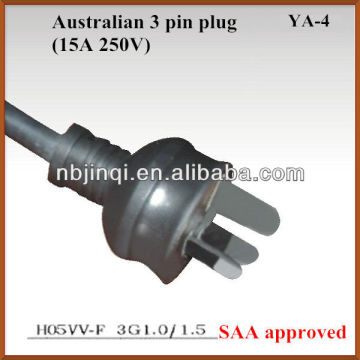 Australia power plug 15A 250V (SAA approved)