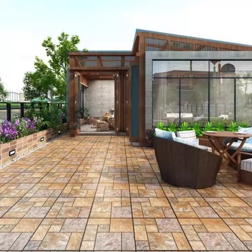 Antique Limestone Porcelain Garden Floor Tiles 600x600mm Anti-Slip Outdoor Courtyard Firebrick