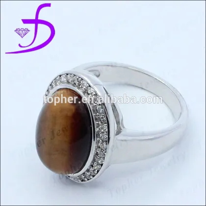 2015 new design ring natural tiger`s eye natural stone tiger`s eye ring