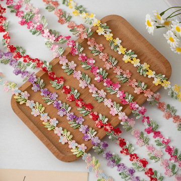 15 Yards 2cm Small Flower Lace Ribbon - Floral Embroidered Lace Trim for Sewing Crafts