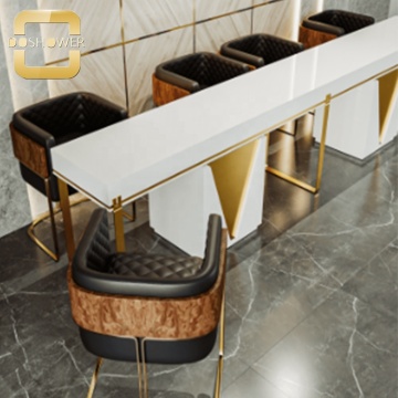 Modern White and Gold Manicure Nail Table for Pedicure Salon Furniture