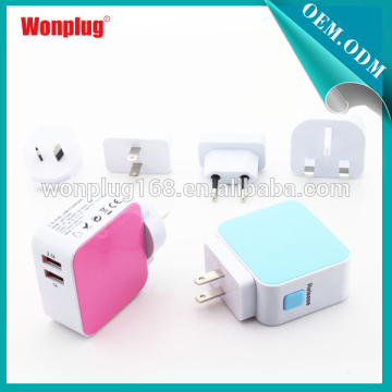 World Universal Travel Adapter with USB Charger 2usb port 5V 3.1A CE/ROHS Certificate