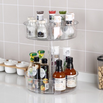 360 Degree Rotating Clear Plastic Multi-Layer Kitchen Seasoning Organizer