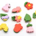 100PCS Multicolor Flatback Resin Flower Cabochons with Leaves Scrapbook Craft DIY Embellishments Decor Headwear Accessories