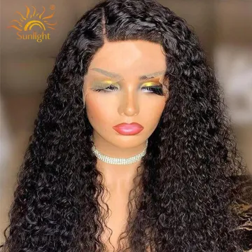 Sunlight kinky curly virgin brazilian cuticle aligned hair silk wig topper for women cheveux humain vierge en gros