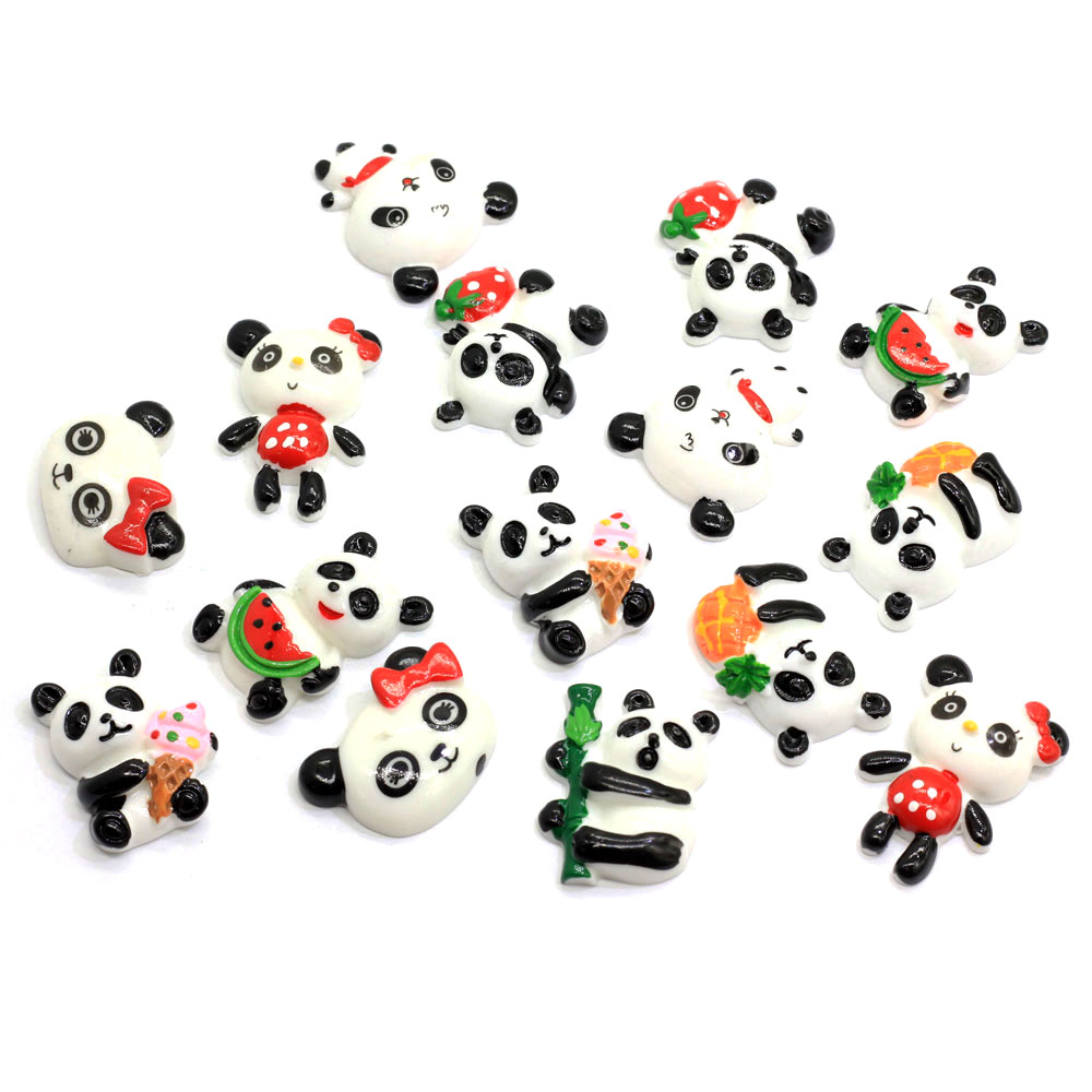 نوع مختلف Kawaii الباندا الراتنج كابوشون 100 قطعة اليدوية الحرفية الزخرفية الخرز الوحل لتقوم بها بنفسك لعبة ديكور