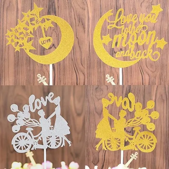 Gold Glitter Fairy Cake Topper for Kids' Birthday and Wedding Cakes