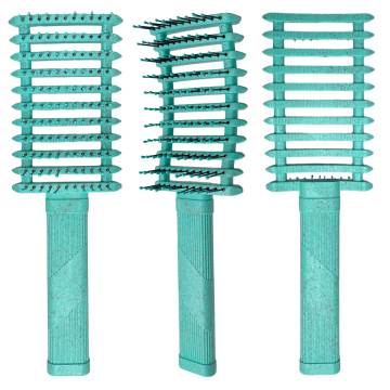 Wheat Straw Hollow Dryer Wet & Dry Detangle Curved Vented Hair Brush for Curly Hair