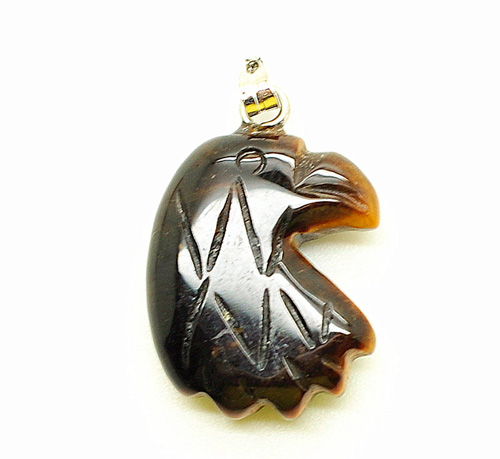 Tête d&#39;aigle Shape Yellow Tiger eye pendentif