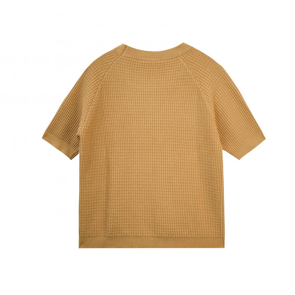 Crew-neck Mid-sleeve Woolen Sweater
