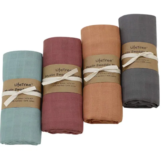 Soft Baby Muslin Receiving Blanket Wrap for Boys & Girls Fall Solid Color Baby Swaddling blanket