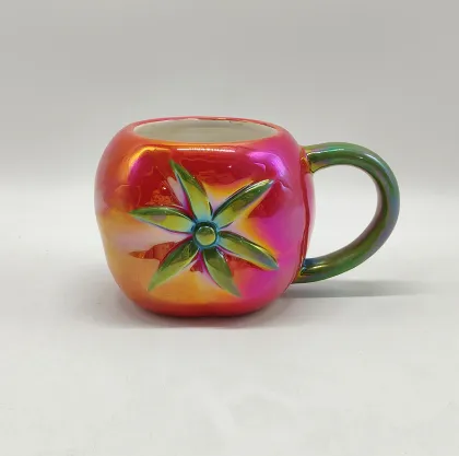 Apple Shaped Ceramic Mug with Pearl Glaze