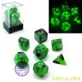 Set de dados de poliuretano resplandeciente de dos tonos Bescon ROCAS SPOOKY, Set de dados luminosos RPG d4 d6 d8 d10 d12 d20 d% Paquete de caja de ladrillos