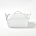 Square White Ceramic Baking Dish With Lid