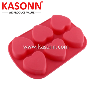 6 Cavity Medium Silicone Heart Pastry Mold