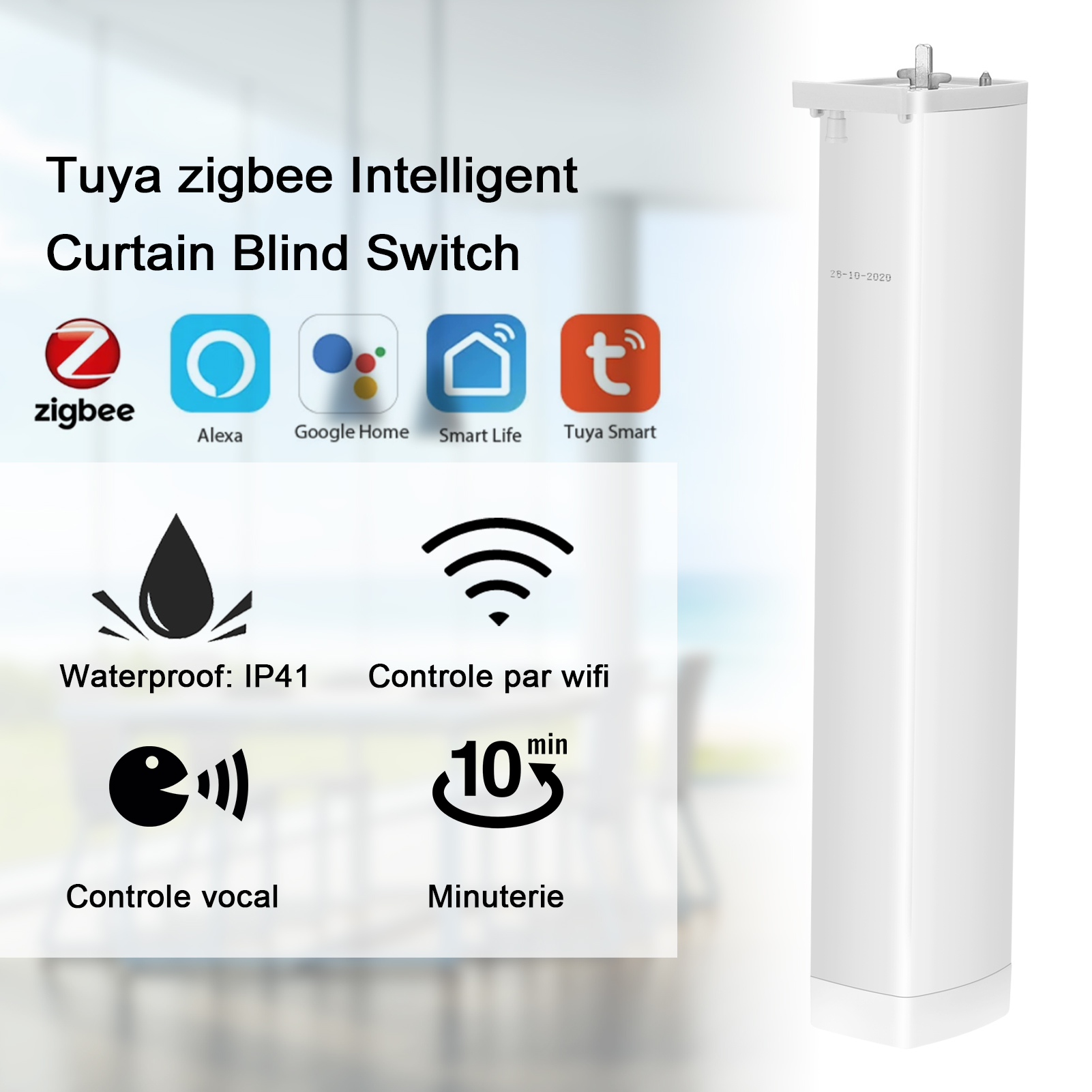 Tuya ZigBee Electric Motorized Curtain Roller Shutter Control Switch RC Curtain Motor Compatible with Alexa Google Assistant