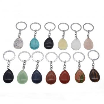 Natural Waterdrop Gemstone Chakra Healing Pendant Keychain