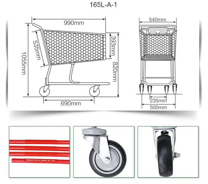 American Plastic Basket Supermarket Shopping Cart
