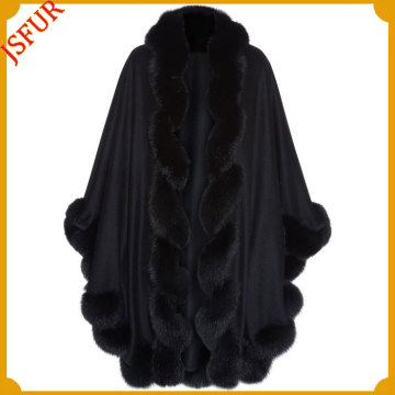 2016 Lady Shawl With Genuine Rabbit Fur Cloak Pashmina