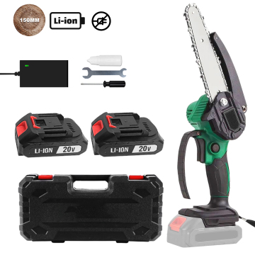 Mini Electric Chainsaw 100mm Blade 12m/s Speed Rechargeable Battery Tool-Free Tensioning