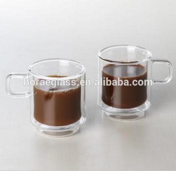 Hand made borosilicate glass double wall glass coffee cup2017