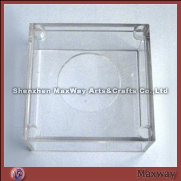 Transparent rectangle polished acrylic/PMMA container/vessel/receptacle with a hole on top