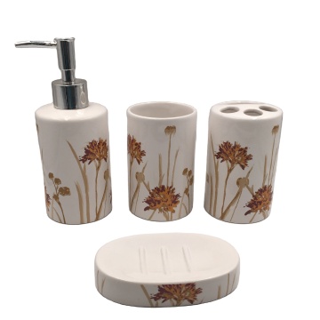 Ceramic Bathroom Accessory Set: Toothbrush Holder and Soap Dish