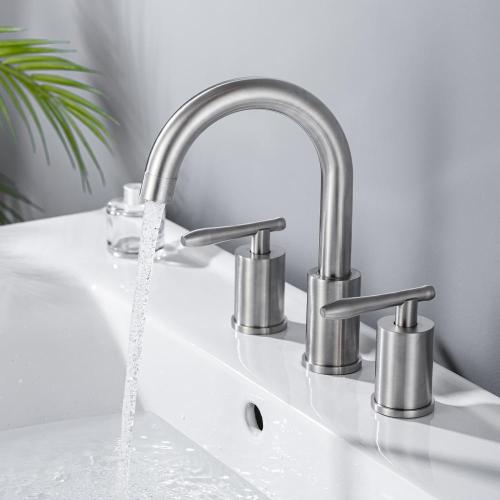 304 stainless-steel 3 Holes Dual Handles Basin Faucets