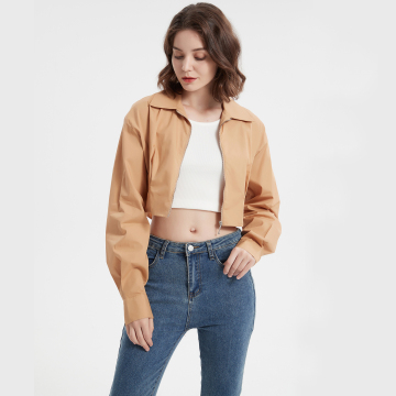 Autumn short jacket for women solid long sleeve