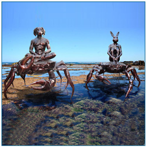 Buiten Groot Abstracte Zee Leven Bronzenkrab Sculptuur