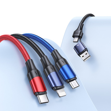 3 In 1 Aluminum Braided Data Cable 3A