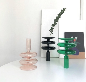 custom Glass Candlestick Holder Glass Flower Vase