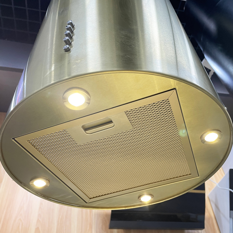 Extractor Fan for Kitchen Islands 3 Mode Range Hoods Black/White/Golden Oval Hanging Island Cooker Hood